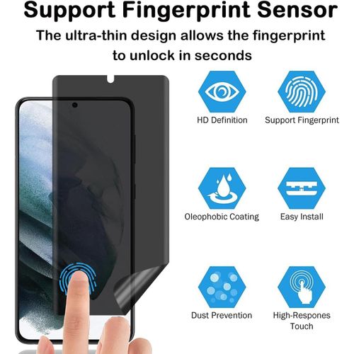 Protection D'Écran Anti-Espion Pour Samsung Galaxy S21 Plus/Galaxy S21+ [2 Pièces], Privacy Film En Tpu Flexible, Compatible Id D'Empreinte Digitale, Sans Bulles, Privacy Protection Protecteur Écran