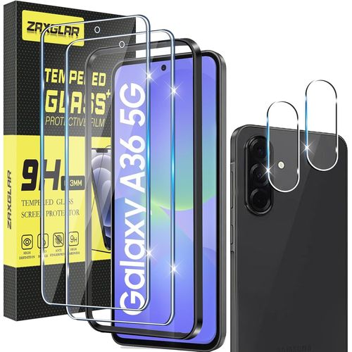 CAUC-Verre Trempé pour Samsung Galaxy A36 5G,2 Pièces Protecteurs d'écran + 2 Pièces Caméra Arrière Protecteur, Ultra Résistant Vitre Protecteur, Clarté HD, sans Bulles, Anti-Rayures