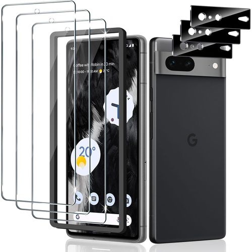 Protections Écran Et Lentilles Pour Google Pixel 7 - 3x Verre Trempé 0,33 Mm + 3x Protecteurs Caméra, Dureté 9h, Anti-Rayures, Revêtement Oléophobe, Pose Facile