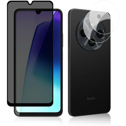 TRAHOO-Verre Trempé Anti-Espion Compatible avec Xiaomi Redmi 14C 5G, [1+2 Pièces] Caméra Lens Verre Trempé [9H Dureté ] [Anti-Rayures] Privacy Protecteur D'écran pour Xiaomi Redmi 14C 5G