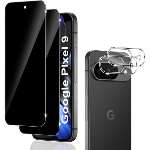 CAUC-pour Google Pixel 9 Anti-Espion Verre Trempé+ CaméRa ArrièRe Protecteur 2+2 Pièces, 9H Dureté Privacy Verre Trempé Membrane Anti-Spy Protection D'écran Anti-Peeping