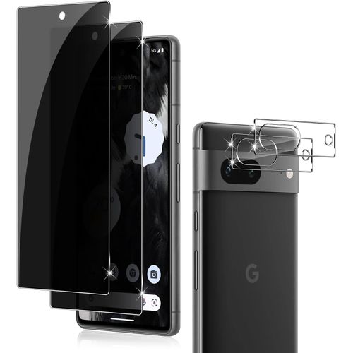 CAUC-pour Google Pixel 7 Anti-Espion Verre Trempé+ CaméRa ArrièRe Protecteur 2+2 Pièces, 9H Dureté Privacy Verre Trempé Membrane Anti-Spy Protection D'écran Anti-Peeping