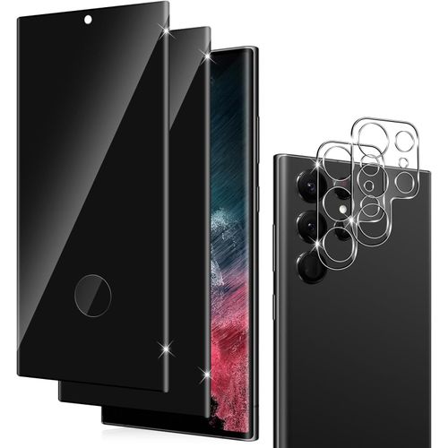 Ersan-Pour Samsung Galaxy S22 Ultra 5g Anti-Espion Verre Trempé+ Caméra Arrière Protecteur 2+2 Pièces, 9h Dureté Privacy Verre Trempé Membrane Anti-Spy Protection D'écran Anti-Peeping