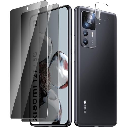 [2+ 2pack Pour À Xiaomi 11t/11t Pro Anti-Espion Verre Trempé Protection Film + Protecteur D'objectif D'appareil Photo¿Protecteur D'écran De Confidentialité, Dureté 15h ¿Anti-Rayures