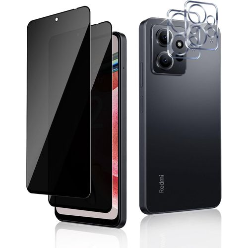 Pack Verre Trempé + Protège-Objectif Pour Xiaomi Redmi Note 12 4g (2x Écran + 2x Caméra) ¿ 9h Anti-Rayures, Sans Bulles, Revêtement Oléophobique, Filtre Confidentialité