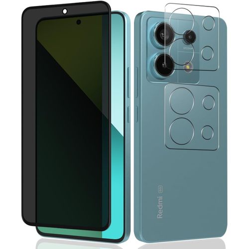 Lot 1+2 Pièces Protecteur D'écran Vie Privée Verre Trempé Anti-Espion + 2 Protections Lentille Caméra Anti-Rayures Pour Xiaomi Redmi Note 13 Pro 5g