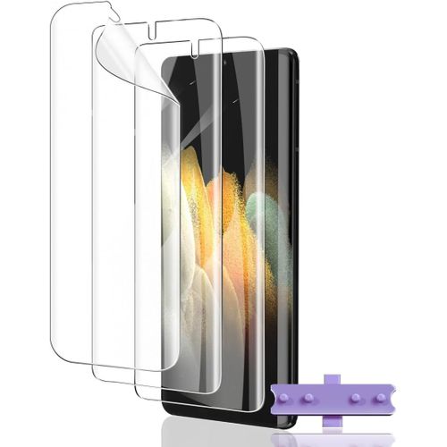 Kal-Film De Protection D'écran Pour Samsung Galaxy S21, 3 Pièces Hydrogel Transparent Hd Souple En Tpu Films, Anti-Rayures,Anti-Huil, Film De Protection Écran Pour Samsung Galaxy S21