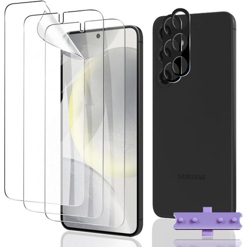 SJZG-Protection D'Écran Pour Samsung Galaxy S24, 3 Pièces Tpu Film Hydrogel Transparent Hd Souple En Tpu Film Et 2 Pièces Protecteur D'Objectif Caméra, Protection Écran Flexible