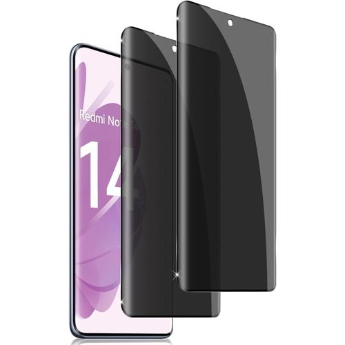 KAL-Pour Xiaomi Redmi Note 14 Pro Plus/Poco X7 5G/Note 14 Pro 5G/Note 14 Pro 4G Anti-Espion Verre Trempé,2 Pièces Privacy Verre Trempé Membrane Anti-Spy Protection D'Écran Film Protection