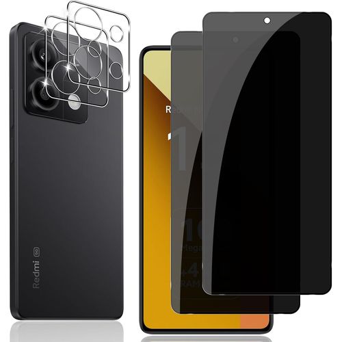 Verre Trempé Anti-Espion Pour Xiaomi Redmi Note 13 5g, Anti-Spy Film Protection Écran Avec Protecteur Objectif Caméra Arrière [2+2 Pièces], Dureté 9h, Anti Rayure Vitre Trempé