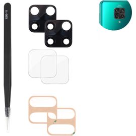 CAUC-6.67'' pour Xiaomi Redmi Note 9 Pro lentille en Verre caméra arrière Protecteur [2 pièces]+ Redmi Note 9 Pro Caméra Arrière Protecteur Verre trempé (Noir)