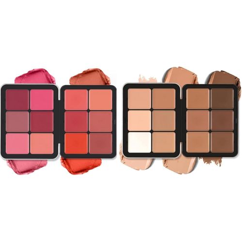 Rfcbc-Palette De 12 Couleurs D'anticernes Et Palette De 12 Couleurs De Fards À Joues, Longue Tenue, Aspect Naturel, Mélangeable, Fards À Joues À Finition Mate Palette De Maquillage Pour Le Visage 