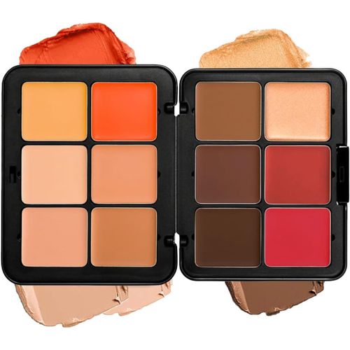 Palette De 12 Couleurs D'anticernes Et De Fards À Joueslongue Tenuerésistante Aux Bavuresestompable2 En 1 Fards À Joues En Crème Au Fini Mat Palette De Maquillage Pour Le Visage (#01) 