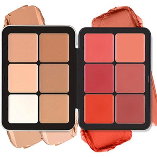 Kalanka-Palette De 12 Couleurs D'anticernes Et De Fards À Joues, Longue Tenue, Résistante Aux Bavures, Estompable, 2 En 1 Fards À Joues En Crème Au Fini Mat Palette De Maquillage Pour Le Visage (#01) 