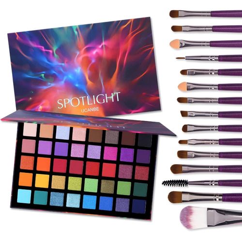 Bnhgc-Fard À Paupières 40 Couleurs Avec 15 Pinceaux - Palette Maquillage Yeux Longue Durée - Palettes De Maquillage Shimmer Matte Hautement Pigmentées 