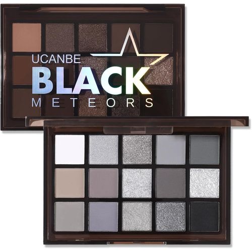 Rfcbc-Fard À Paupières Noir 15 Couleurs,Palette Maquillage Yeux Shimmer Matte Longue Durée - Palettes De Maquillage Hautement Pigmentées(Black Meteors) 