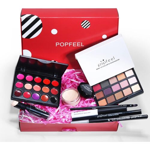 Kal-8pcs Ensemble Maquillage Kit Tout-En-Un Démarrage Maquillage Avec Fard Paupières Brillant Lèvres Pinceaux Correcteur Pour Femmes Filles Beauté Cosmétique 