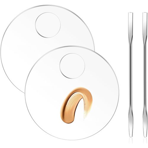 Bnhgc-Lot De 4 Palettes De Maquillage En Acrylique Transparent Avec Spatule Pour Fond De Teint, Nail Art, Fard À Paupières 