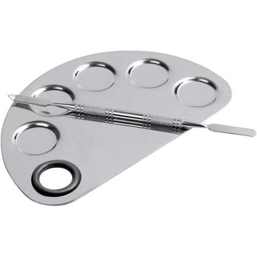 Rfcbc-Palette De Maquillage Professionnelle Et Spatule, Palette De Maquillage Améliorée, Palette De Maquillage En Acier Inoxydable Avec Spatule Pour Mélanger Le Maquillage Ou Le Nail Art 
