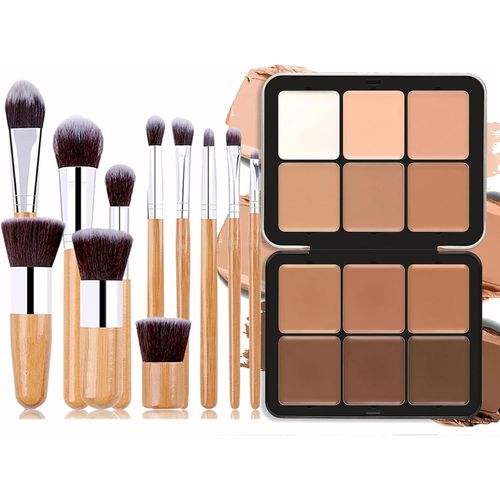 Rfcbc-Professional Makeup Palette Anti-Cernes, Contour Et Highlight, 12 Couleurs Carla Secret Palette, Palette Contouring Maquillage Avec 11 Pcs Pinceaux Maquillage, Imperméable Et Longue Durée 