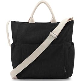 KKAHQ-Sac à Main Femme Bandoulière Réglable Fourre-Tout en Velours Côtelé pour Le Travail, Les Voyages, Le Shopping, L'école, Le Collège