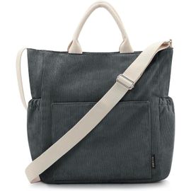 KKAHQ-Sac à Main Femme Bandoulière Réglable Fourre-Tout en Velours Côtelé pour Le Travail, Les Voyages, Le Shopping, L'école, Le Collège