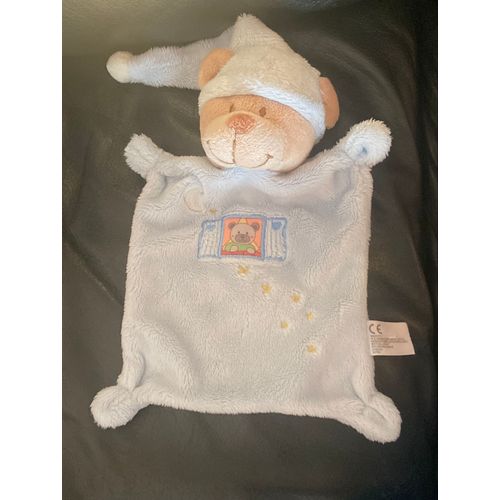 Doudou Ours Plat Bleu Fenêtre Lune Etoile NICOTOY SIMBA TOYS 20cm