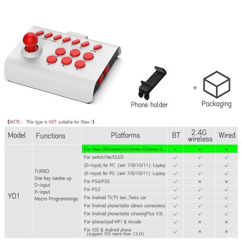 Rouge - Manette De Jeu D'arcade Sans Fil Pour Pc, Contrôleur De Gastronomie, Ps4, Ps3, Switch, Android, Ios, Street Fighter, Macloser