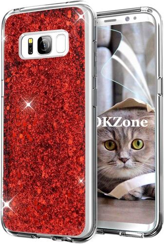 SJZG-Coque Samsung Galaxy S8 Plus, Mince Étui En Silicone Souple Paillette Strass Brillante Bling Bling Glitter De Luxe,Tpu Housse Etui De Protection Pour Samsung Galaxy S8 Plus (Rouge)