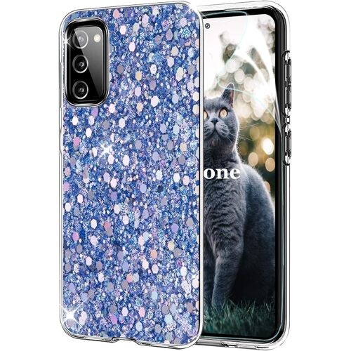 KAL-Coque Pour Samsung Galaxy S20 Fe [Avec Film De Protection Écran Hd], Mince Étui En Silicone Souple Paillette Strass Brillante Bling Bling Glitter De, Flexible Plein-Corps Tpu (Bleu)