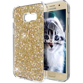 Kal-Coque Samsung Galaxy A5 2017, Mince Étui En Silicone Souple Paillette Strass Brillante Bling Bling Glitter De Luxe,Flexible Plein-Corps Tpu De Protection Pour Samsung Galaxy A5 2017 (Or)