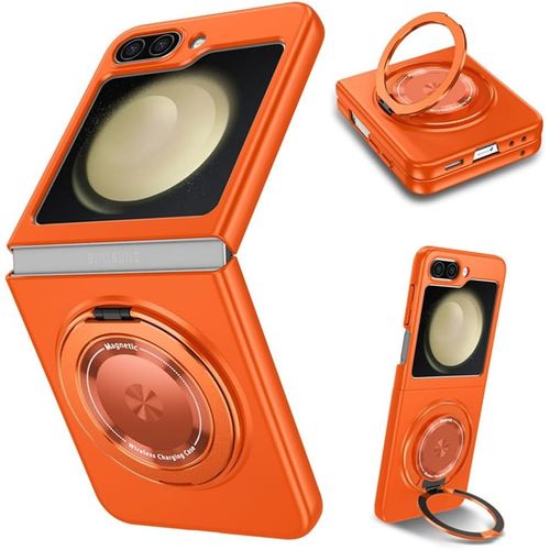 Sjzg-Coque De Protection Magnétique Résistante Aux Chocs Pour Samsung Galaxy Z Flip 5 5g - Étui Pliable Fin Pour Samsung Galaxy Z Flip 5 5g, Couleur : Orange., Minimaliste