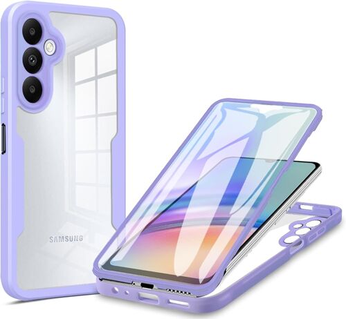 KAL-Coque Pour Samsung Galaxy F14 4G/Samsung Galaxy A05S, Housse Transparent Antichoc Avec Protection Écran, 360° Full Body Protection Etui Robuste Double Face Bumper Intégrale Case, Violet
