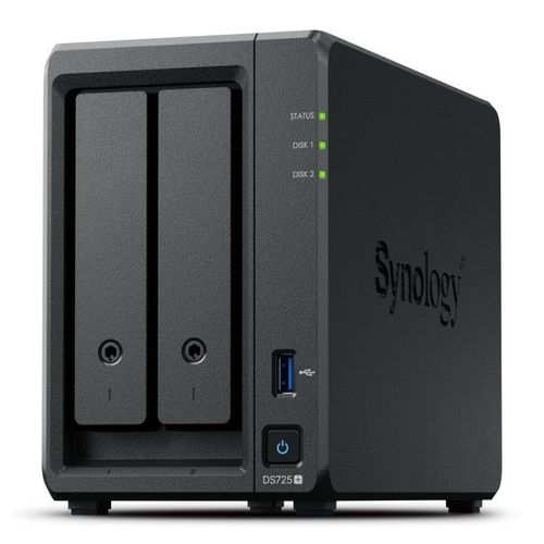 Synology DS725+ NAS 2 bay Ryzen R1600 4GB RAM Nero per Casa e Ufficio
