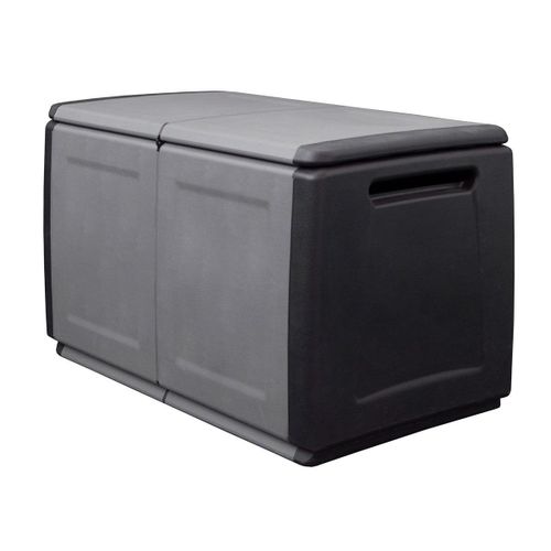 Coffre De Rangement 230l Coffre De Jardin Gris/Noir 96 X 53 X H57cm Poignees De Transport Polypropylène Intec