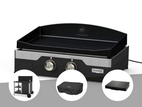 Plancha électrique Allure 260 DUO 60 x 40 cm + Desserte + Couvercle + Housse - Le Marquier