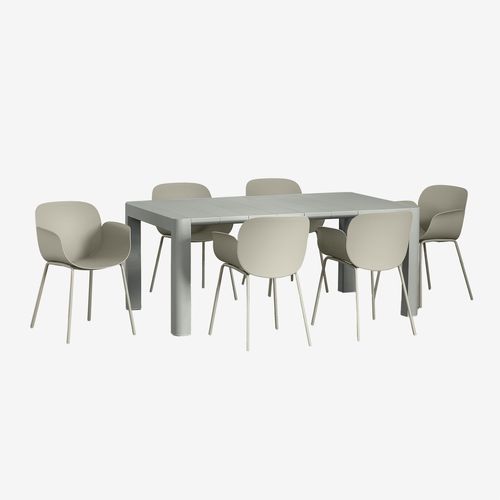 Ensemble Table Rectangulaire Arnadine (180x100 Cm) Et 6 Chaises De Salle À Manger Lynette Vert Kaki