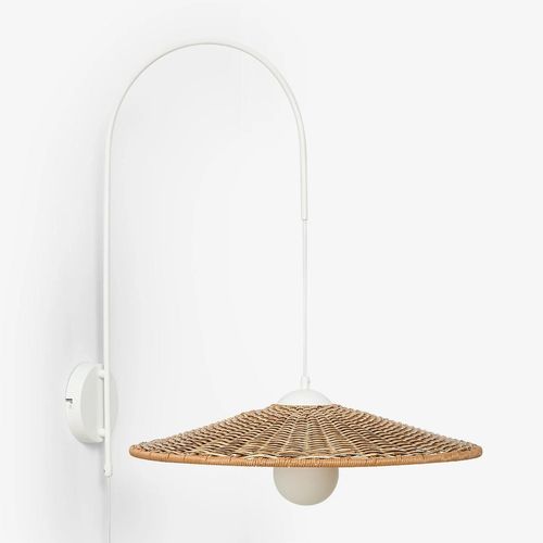 Applique D'extérieur Sopant En Fer Et Rotin Synthétique Blanc ¿65 Cm
