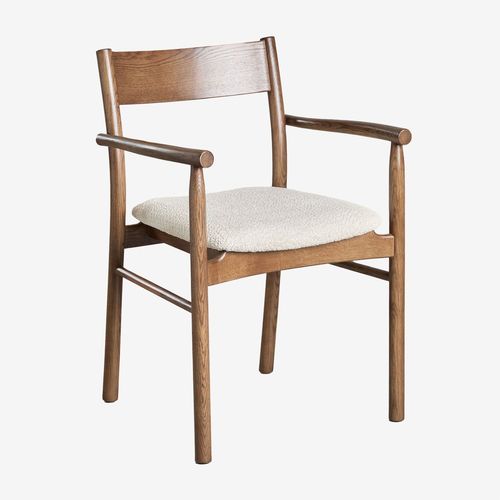 Pack De 4 Chaises De Salle À Manger En Chêne Et Peau De Mouton Mara Signature Bois Foncé