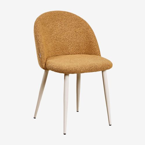 Pack De 2 Chaises De Salle À Manger Kana Deluxe En Tissu Bouclé Beige Crème