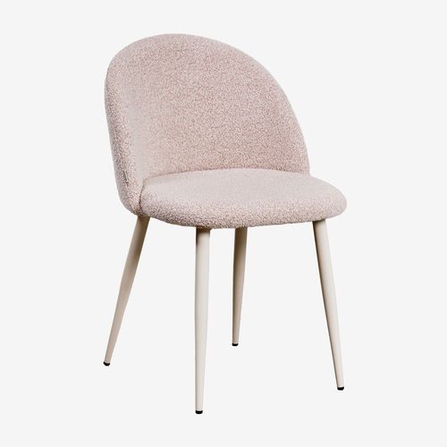 Pack De 2 Chaises De Salle À Manger Kana Deluxe En Tissu Bouclé Beige Crème