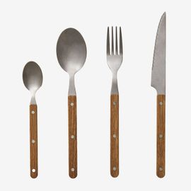 Couverts En Inox Tirvola 16 Pièces Marron Bois Marron