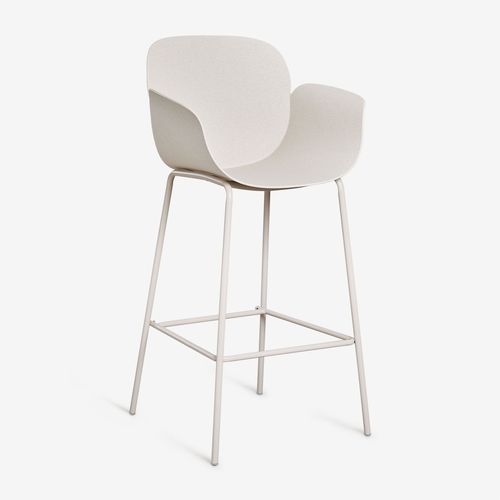 Pack De 2 Tabourets Hauts En Polypropylène Et Fer Lynette Blanc De Pierre ¿75 Cm