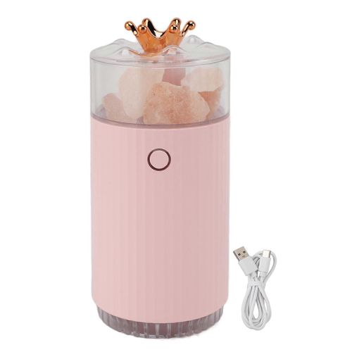Mini humidificateur 240ml avec arôme de sel de mer USB Rechargeable à ultrasons Humidificateur de bureau d'éclairage coloré pour voiture chambre rose