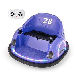 Costway 12v Quad Tamponneuse Electrique Pour Enfants, Avec Rotation À 360°, Télécommande, Led Et Musique Pour 18 Mois + Violet