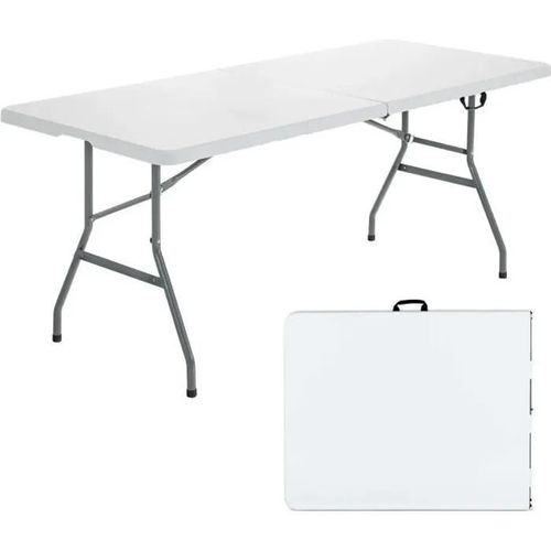 Costway Table De Camping Pliante Portable Extérieur 180x73x73cm Charge 150kg Structure En Acier Pour Pique-Nique Jardin Barbecue