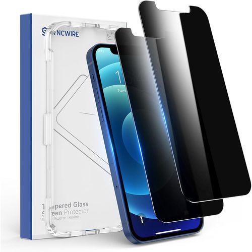 CAUC-Verre Trempé pour iPhone 12 Pro Max -Lot de 2- Anti Espion Vitre Protection Écran 6,7"" Anti-Spy Privacy, Installer Facile, Dureté 9H Film Protège Écran Compatible avec iPhone 12 Pro Max