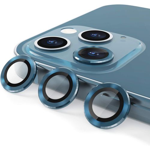 Caméra Arrière Protecteur Compatible Avec Iphone 12 Pro Max, [Alliage D'aluminium], Couverture Complet & 9h Dureté Film De Protection Caméra Lentille, Bleu