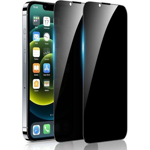 2 Pièces Verre Trempé Anti Espion pour iPhone 13 Pro/iPhone 13/iPhone 14 6,1"", 3D Couverture Complète Privacy Film Protection écran avec Kit Installation Offert, Film Protecteur Vitre, Noir