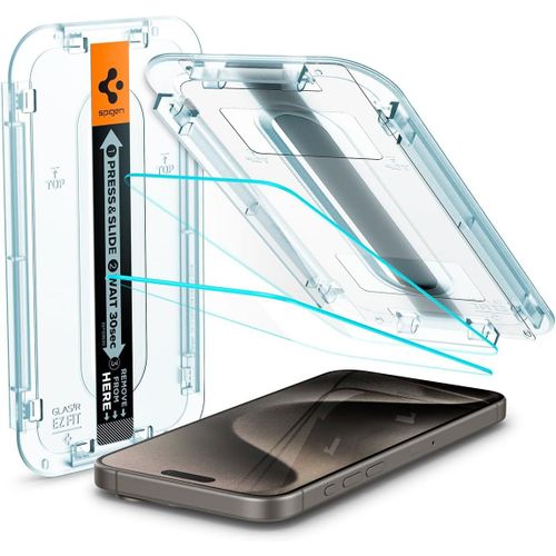 Kwey-Glas.Tr Ez Fit Verre Trempé Pour Iphone 15 Pro Max, 2 Pièces, Installation Facile, Dureté 9h, Résistant Aux Rayures, Protection Écran